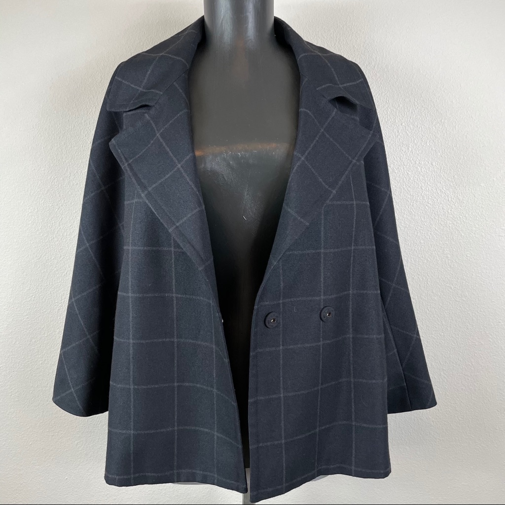 Jarbo Collection Blue Plaid Crop Blazer Size 2